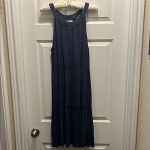 Denim look Blue Sleeveless Dress